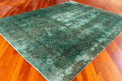 Vintage Overdyed Tabriz Hand-Knotted Wool Persian Rug