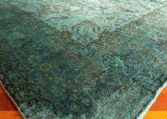 Vintage Overdyed Tabriz Hand-Knotted Wool Persian Rug
