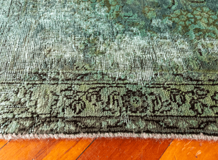 Vintage Overdyed Tabriz Hand-Knotted Wool Persian Rug