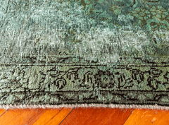 Vintage Overdyed Tabriz Hand-Knotted Wool Persian Rug