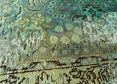 Vintage Overdyed Tabriz Hand-Knotted Wool Persian Rug