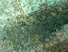 Vintage Overdyed Tabriz Hand-Knotted Wool Persian Rug