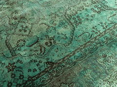 Vintage Overdyed Tabriz Hand-Knotted Wool Persian Rug