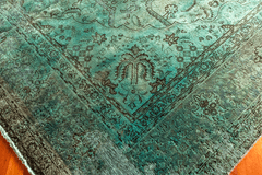 Vintage Overdyed Tabriz Hand-Knotted Wool Persian Rug