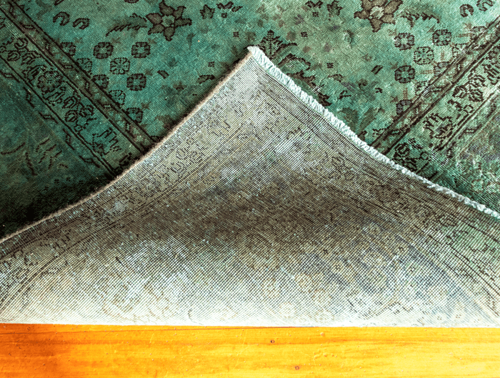 Vintage Overdyed Tabriz Hand-Knotted Wool Persian Rug