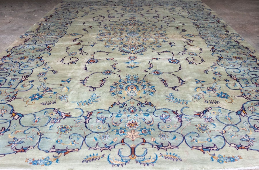 Vintage Kerman Hand-Knotted Wool Persian Rug