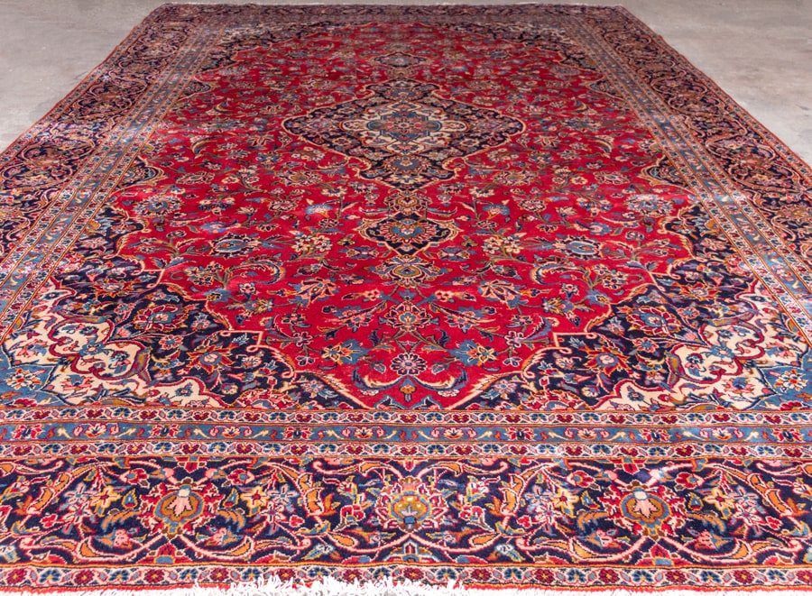 Vintage Kashan Hand-Knotted Wool Persian Rug