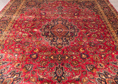 Vintage Mashad Hand-Knotted Wool Persian Rug