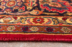 Vintage Mashad Hand-Knotted Wool Persian Rug