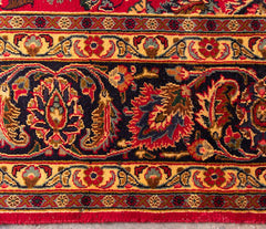Vintage Mashad Hand-Knotted Wool Persian Rug