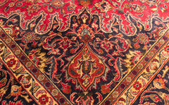 Vintage Mashad Hand-Knotted Wool Persian Rug