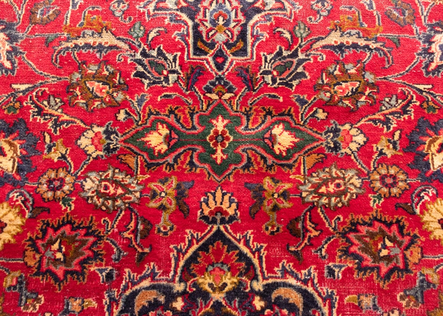 Vintage Mashad Hand-Knotted Wool Persian Rug