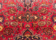 Vintage Mashad Hand-Knotted Wool Persian Rug