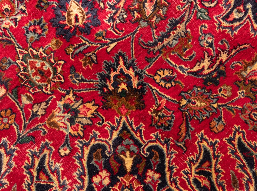Vintage Mashad Hand-Knotted Wool Persian Rug