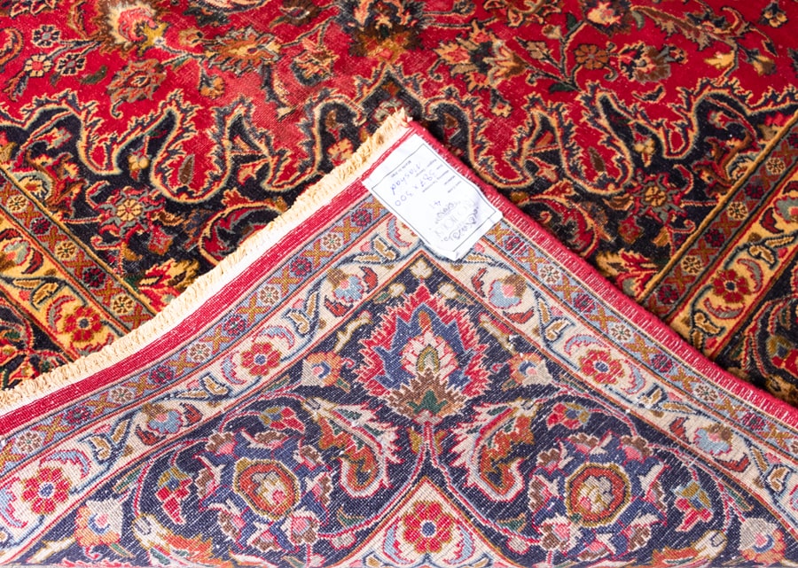 Vintage Mashad Hand-Knotted Wool Persian Rug