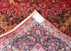 Vintage Mashad Hand-Knotted Wool Persian Rug