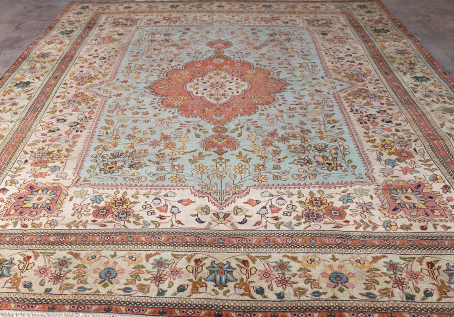 Vintage Tabriz Hand-Knotted Wool Persian Rug