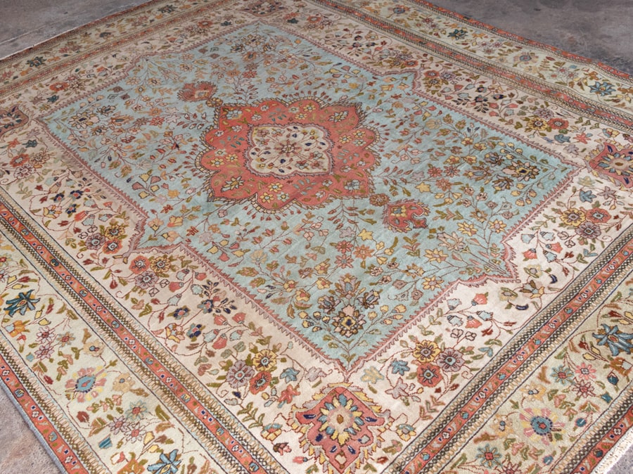 Vintage Tabriz Hand-Knotted Wool Persian Rug