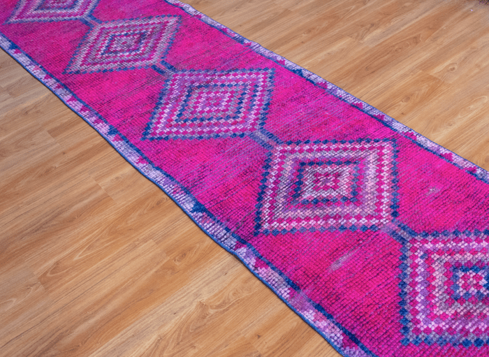 Vintage Turkish Hand- Knotted Wool Runner Rug