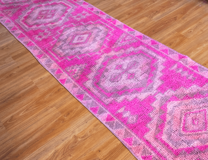 Vintage Turkish Hand- Knotted Wool Runner Rug