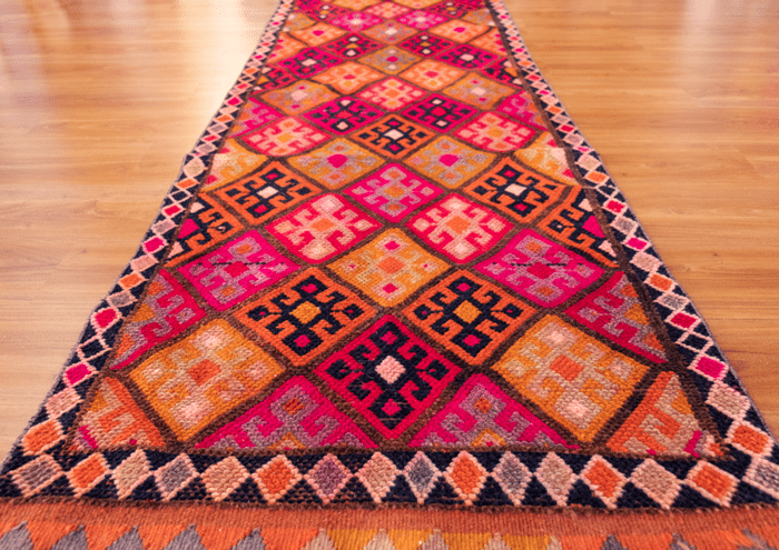 Vintage Turkish Hand- Knotted Wool Runner Rug