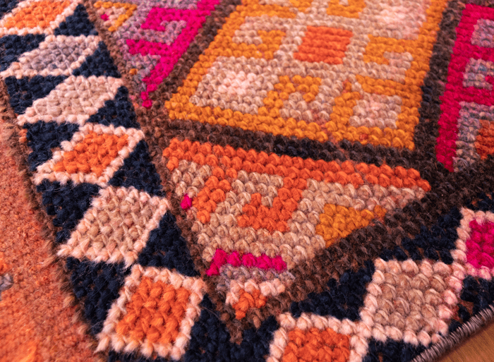 Vintage Turkish Hand- Knotted Wool Runner Rug