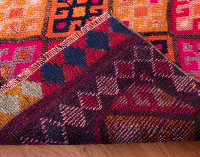 Vintage Turkish Hand- Knotted Wool Runner Rug