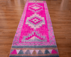 Vintage Turkish Hand- Knotted Wool Runner Rug