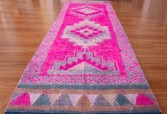 Vintage Turkish Hand- Knotted Wool Runner Rug