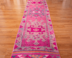 Vintage Turkish Hand- Knotted Wool Runner Rug