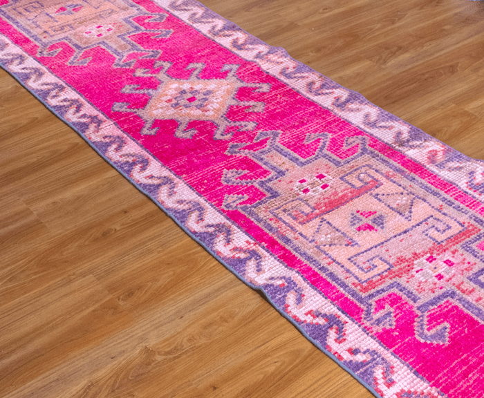 Vintage Turkish Hand- Knotted Wool Runner Rug