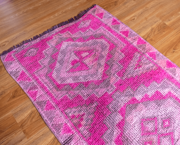 Vintage Turkish Hand- Knotted Wool Runner Rug