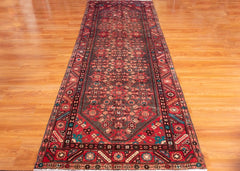 Vintage Hamedan Hand-Knotted Persian Wool Runner Rug