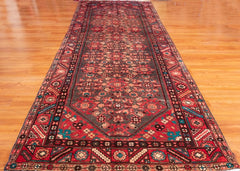 Vintage Hamedan Hand-Knotted Persian Wool Runner Rug