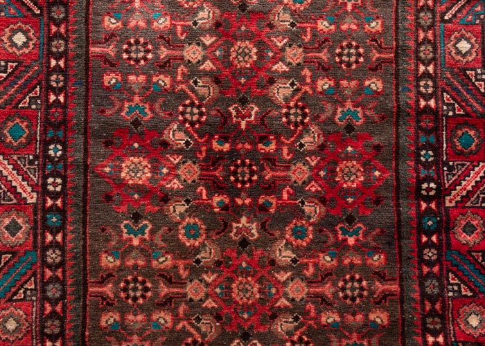 Vintage Hamedan Hand-Knotted Persian Wool Runner Rug