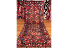 Vintage Hamedan Hand-Knotted Persian Wool Runner Rug