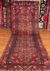Vintage Hamedan Hand-Knotted Persian Wool Runner Rug