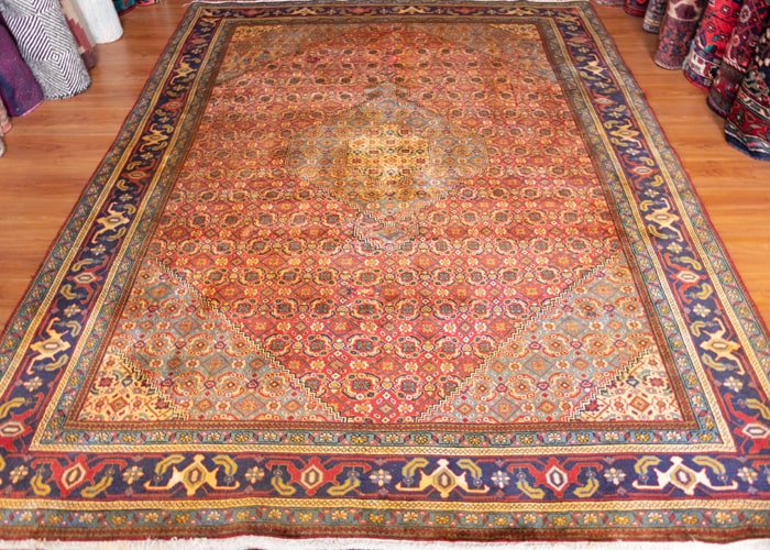 Vintage Ardabil Hand-Knotted Persian Wool Rug