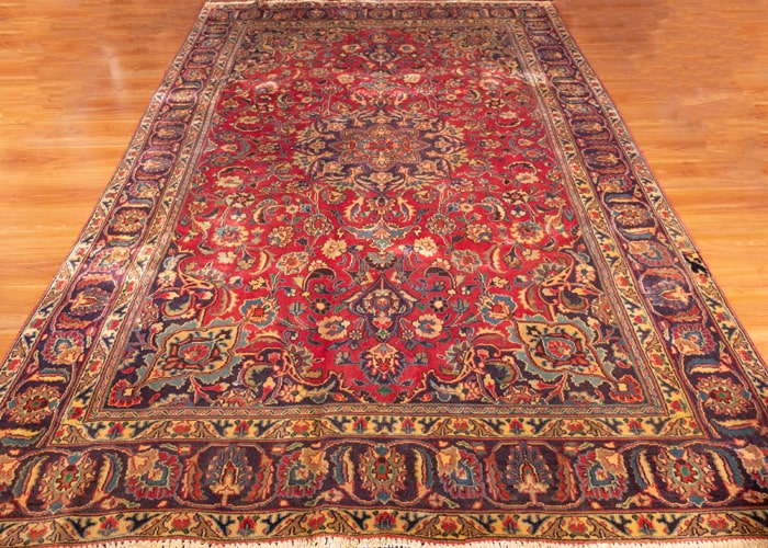 Signed Vintage Khorasan Hand-Knotted Wool Persian Rug