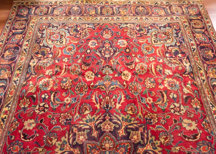 Signed Vintage Khorasan Hand-Knotted Wool Persian Rug