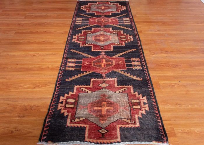 Vintage Meshkin Hand-Knotted Persian Wool Runner Rug
