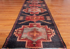 Vintage Meshkin Hand-Knotted Persian Wool Runner Rug