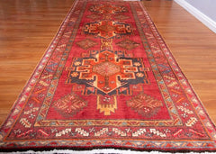 Vintage Ardabil Hand-Knotted Persian Wool Runner Rug