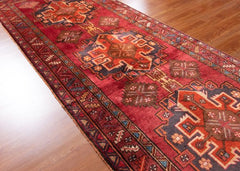 Vintage Ardabil Hand-Knotted Persian Wool Runner Rug