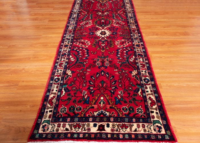 Vintage Hamedan Hand-Knotted Persian Wool Runner Rug