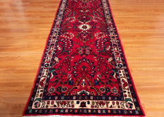 Vintage Hamedan Hand-Knotted Persian Wool Runner Rug