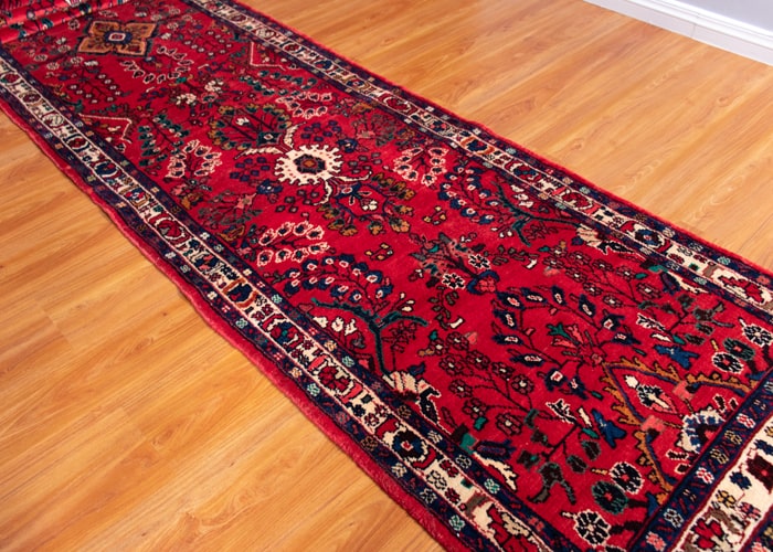Vintage Hamedan Hand-Knotted Persian Wool Runner Rug
