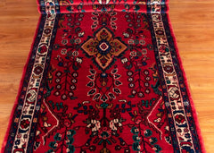 Vintage Hamedan Hand-Knotted Persian Wool Runner Rug