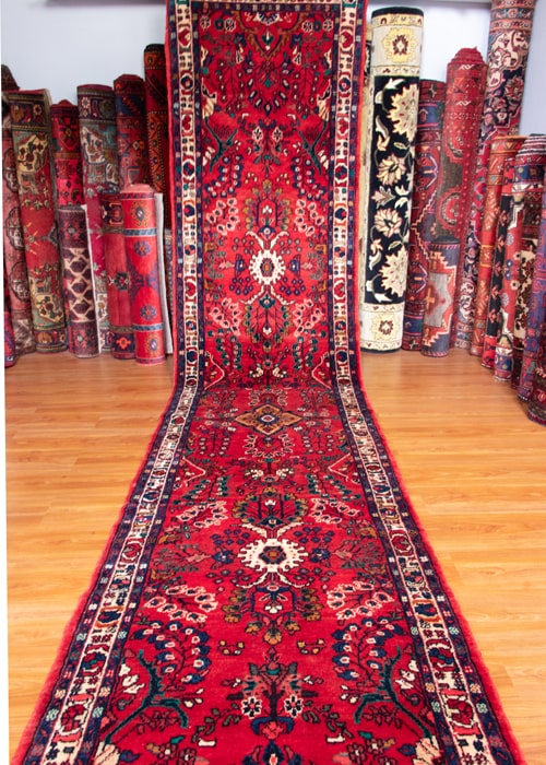 Vintage Hamedan Hand-Knotted Persian Wool Runner Rug
