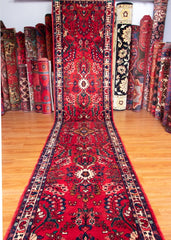 Vintage Hamedan Hand-Knotted Persian Wool Runner Rug